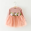 Princess waist flowers long sleeve dress