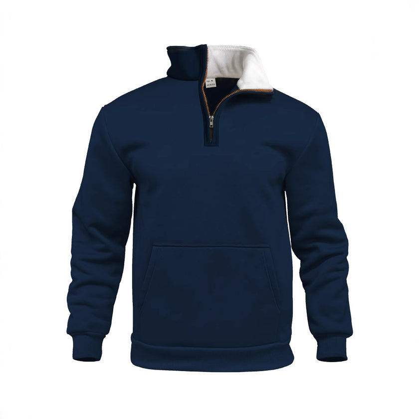 Casual Outdoor High Neck Half-Zip Pocket Long Sleeve Cardigan