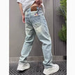 Light Blue Casual Stretch Stylish Versatile Straight Slim Trousers
