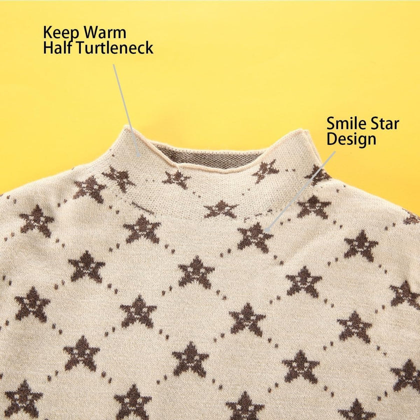 Girls Pattern Half Turtleneck Sweater