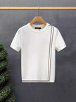 Stripped Knitted Short Sleeve High-end Retro T-shirt