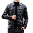 Leather Turn-Down Collar Casual Long Sleeve Jacket