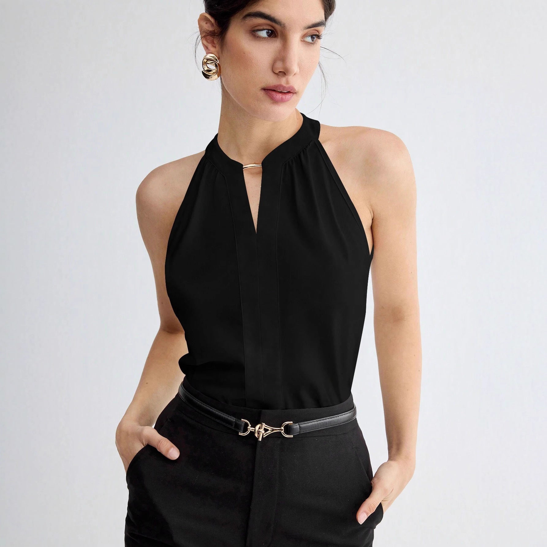 Sleeveless Halter Neck Top