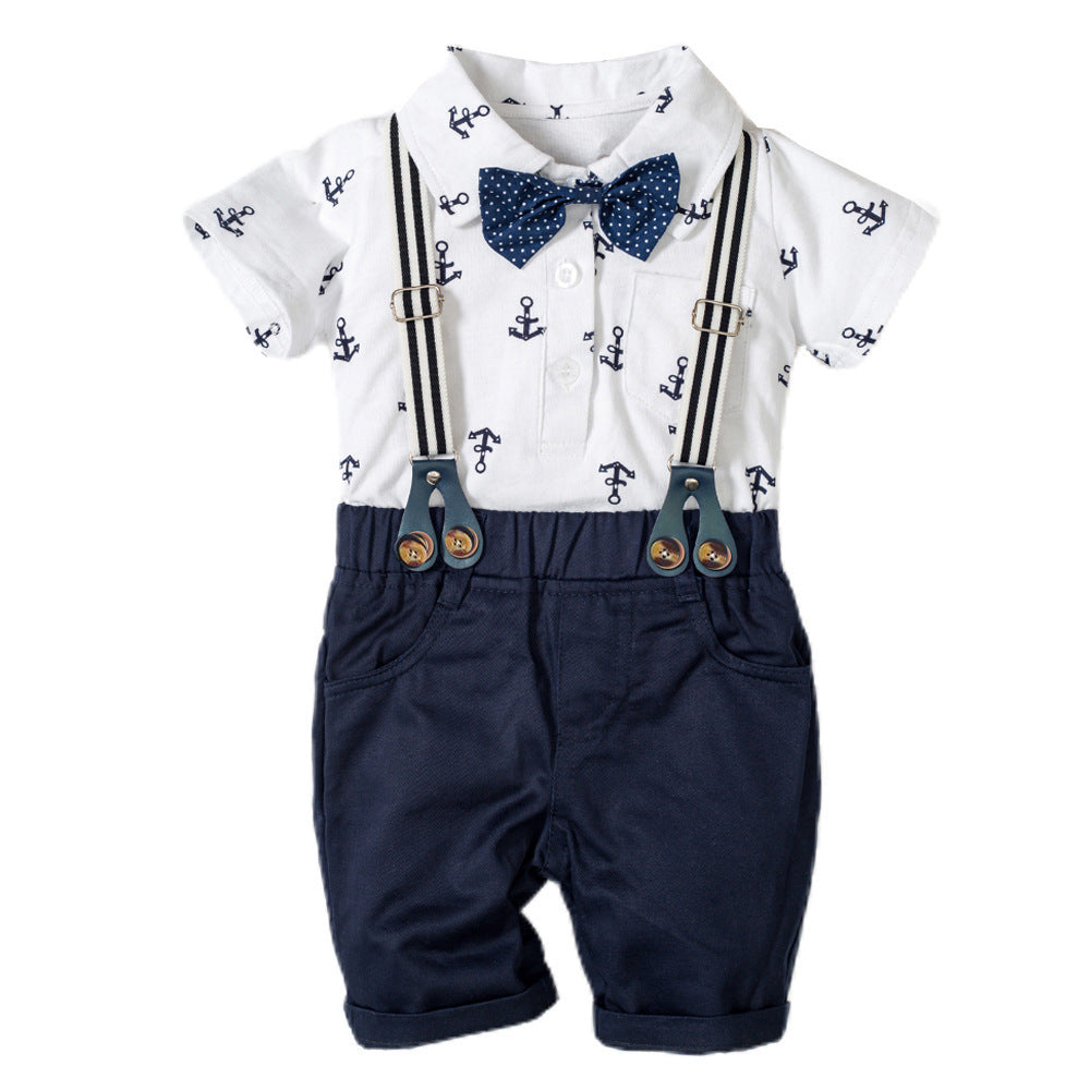 Baby Boy Printed Triangle Romper Set