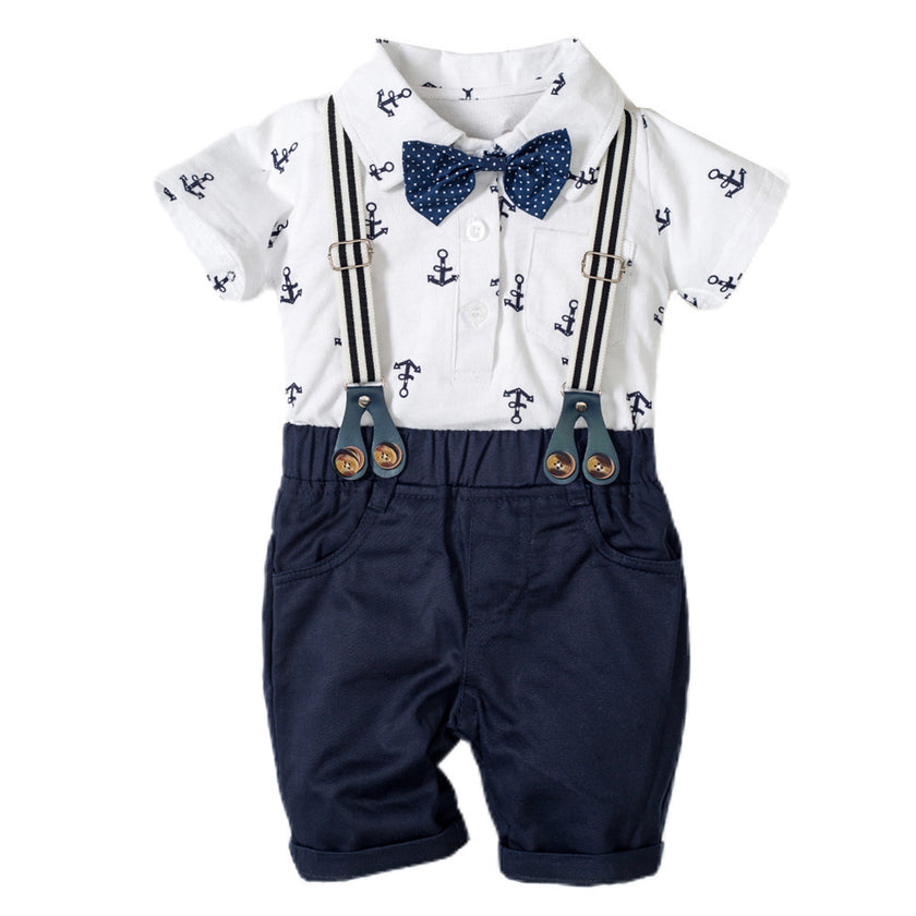 Baby Boy Printed Triangle Romper Set