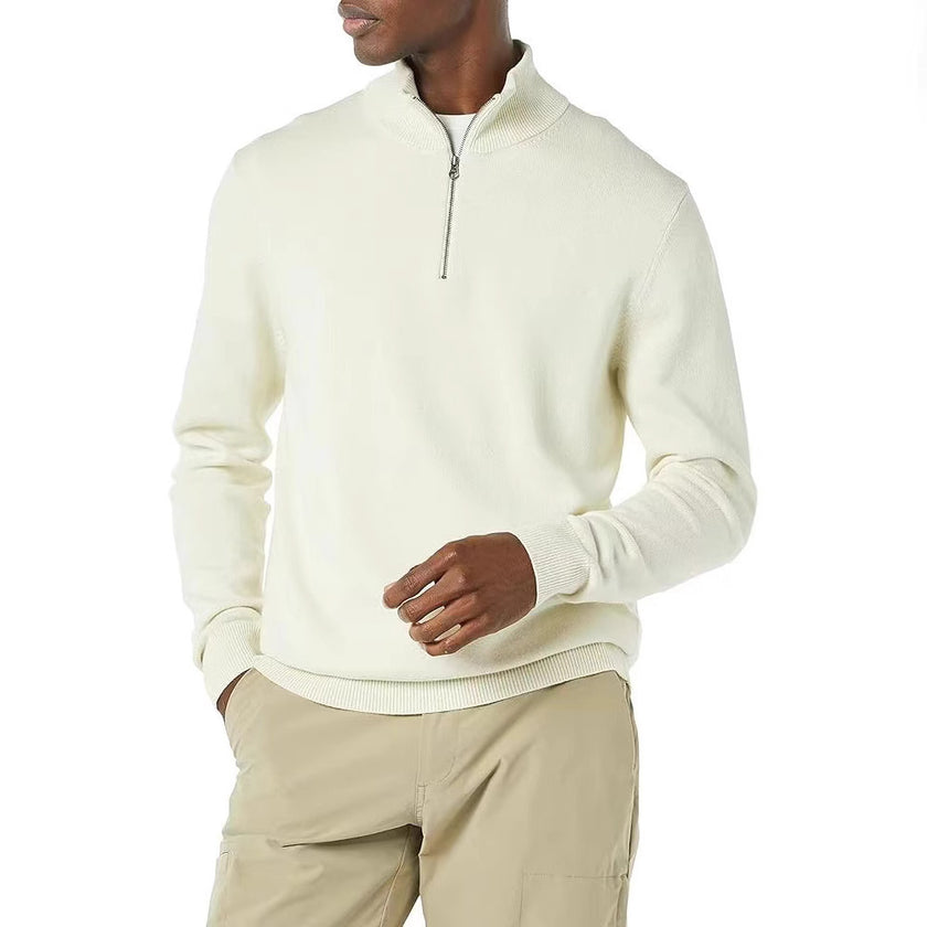 Men's Half Zipper Polo Long Sleeve Sweater