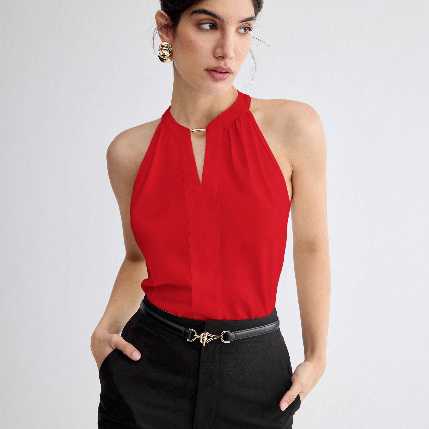 Sleeveless Halter Neck Top