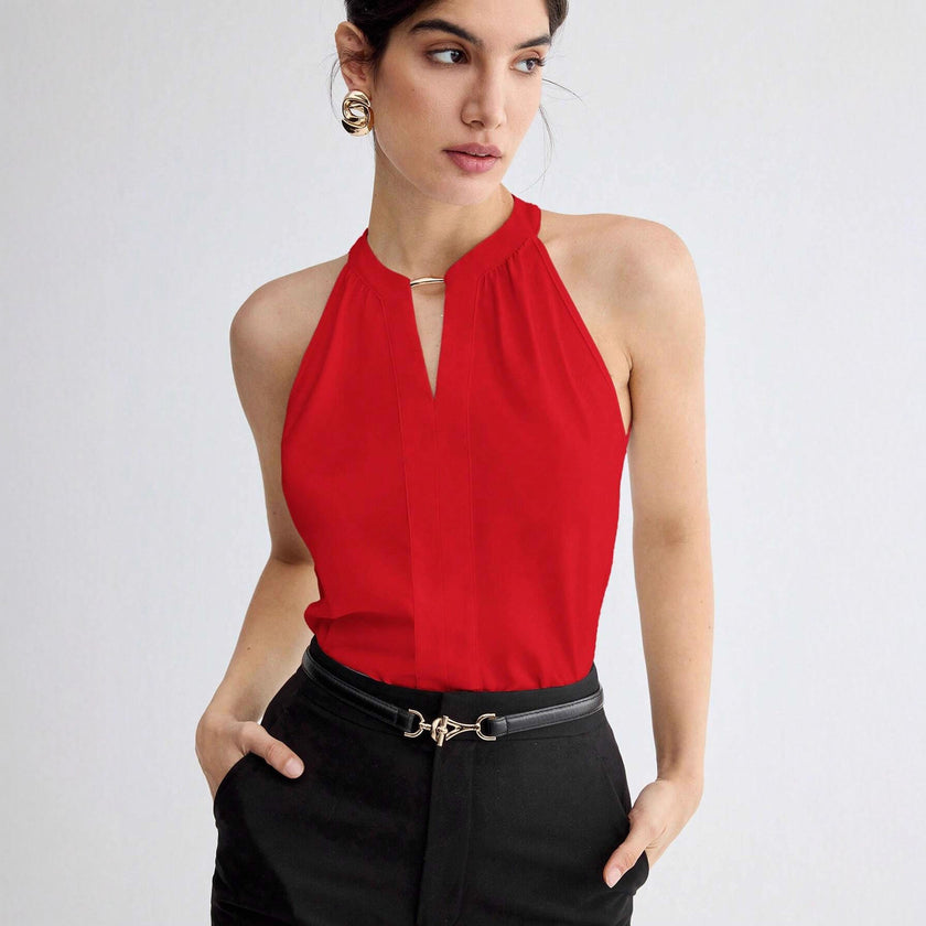 Sleeveless Halter Neck Top