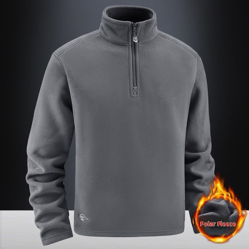 Men's Fleece Stand Collar Solid Warm Jacket