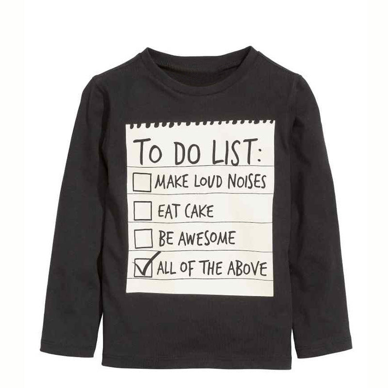 Boys To Do List Long Sleeves T-shirt Pants 2pcs Suit For 3-7 Years