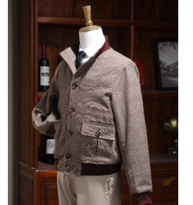 Tweed Stand-collar Single-breasted Light Luxury Retro Slim-fit Coat