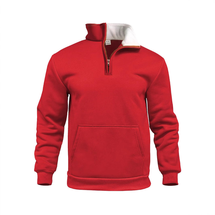 Casual Outdoor High Neck Half-Zip Pocket Long Sleeve Cardigan