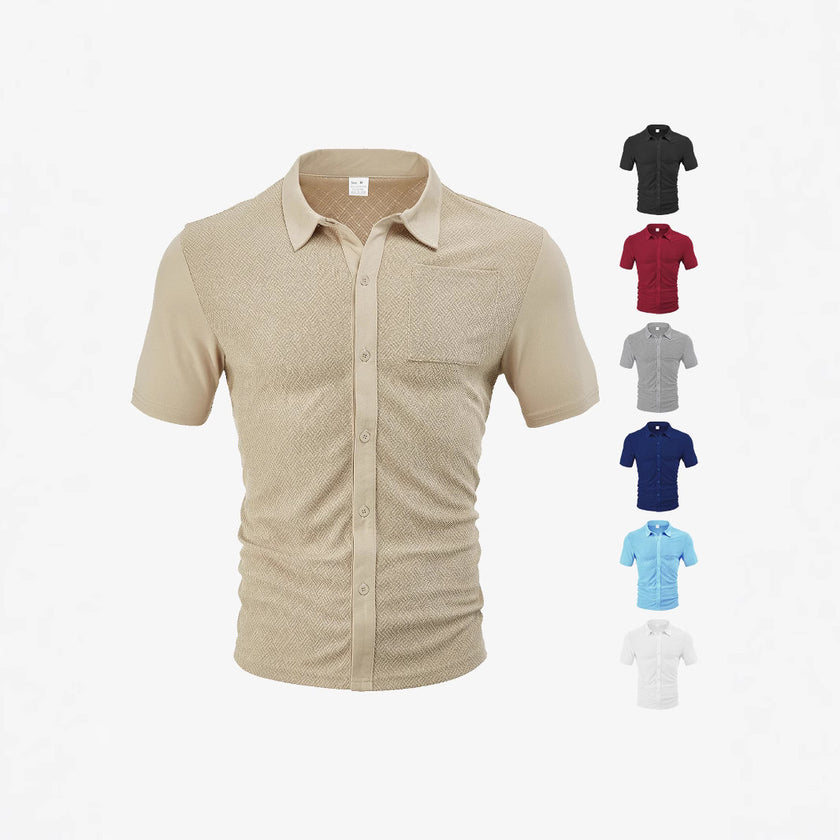 Loose Breathable Jacquard Short Sleeve Shirt