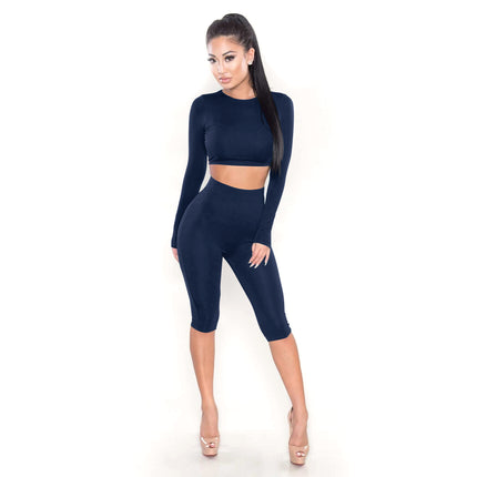 Yoga Long Sleeve High Waist short Set