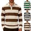 Men's stripped Contrasting Color Button Long Sleeve