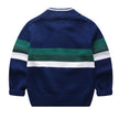 Round Neck Striped Color-block Zipper Sweater