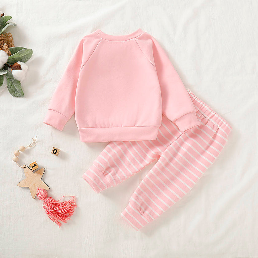 Boys And Girls Clothes Set Sweatshirt Tops Long Striped Pants Pajamas outfit 3-18 Months