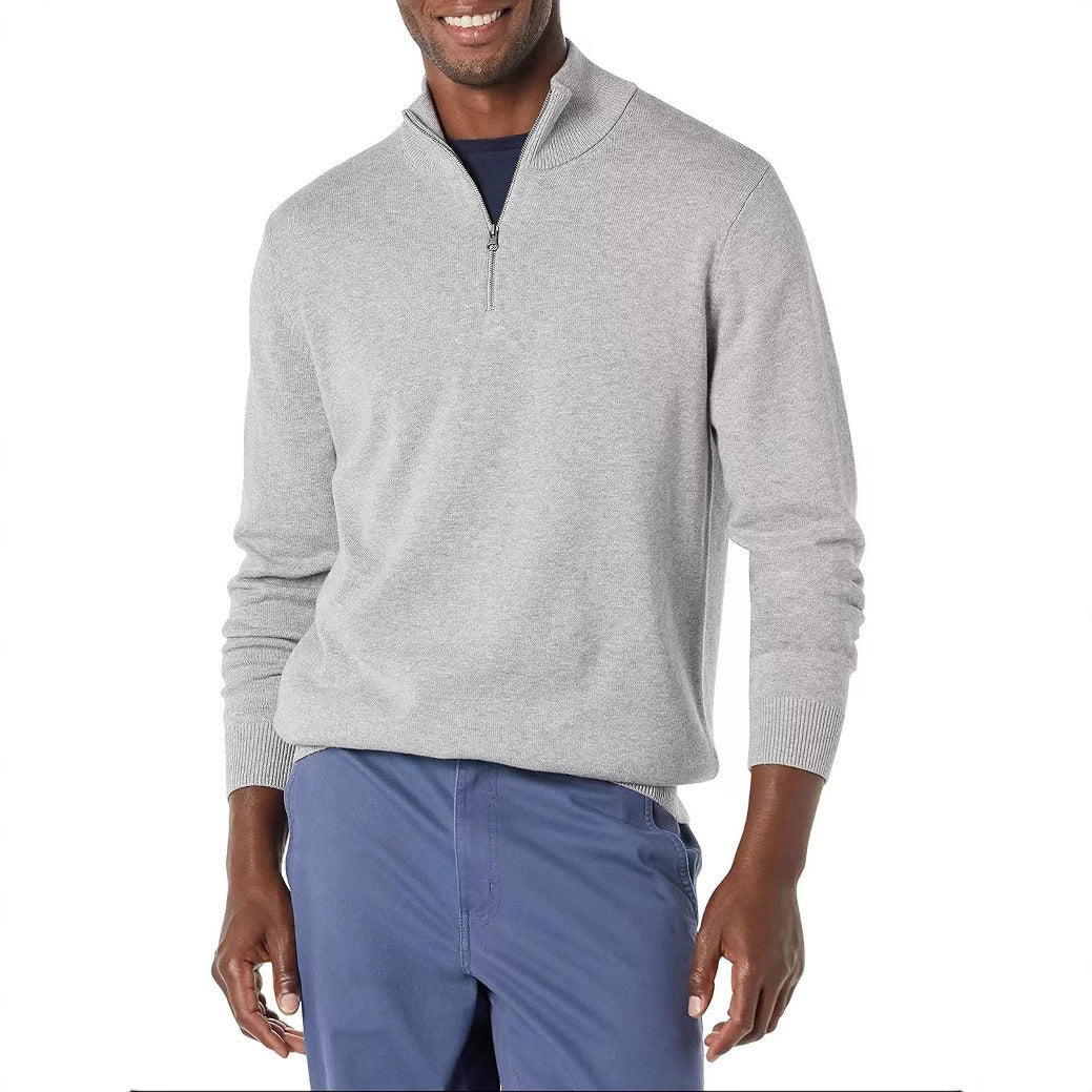 Men's Half Zipper Polo Long Sleeve Sweater