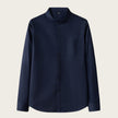 Men's Stand Collar Long Sleeve Slim Fit Solid Color Pocket Shirt