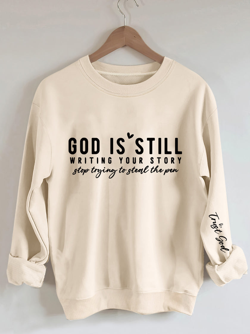 Vibrant Letter Print Crew Neck Sweatshirt Soft
