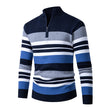 Men's Long-sleeve Half-turtleneck Zip-up Versatile Striped Sweater