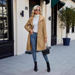 Women's Single-breasted Stand Collar Belt Pea Coat
