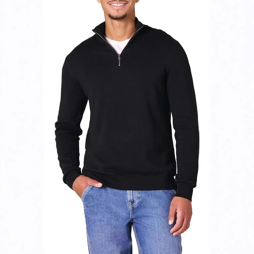 Men's Half Zipper Polo Long Sleeve Sweater
