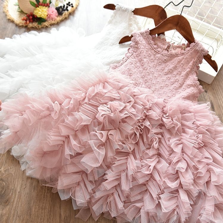 Children's Lace Long-sleeved White Lace Princess Dress