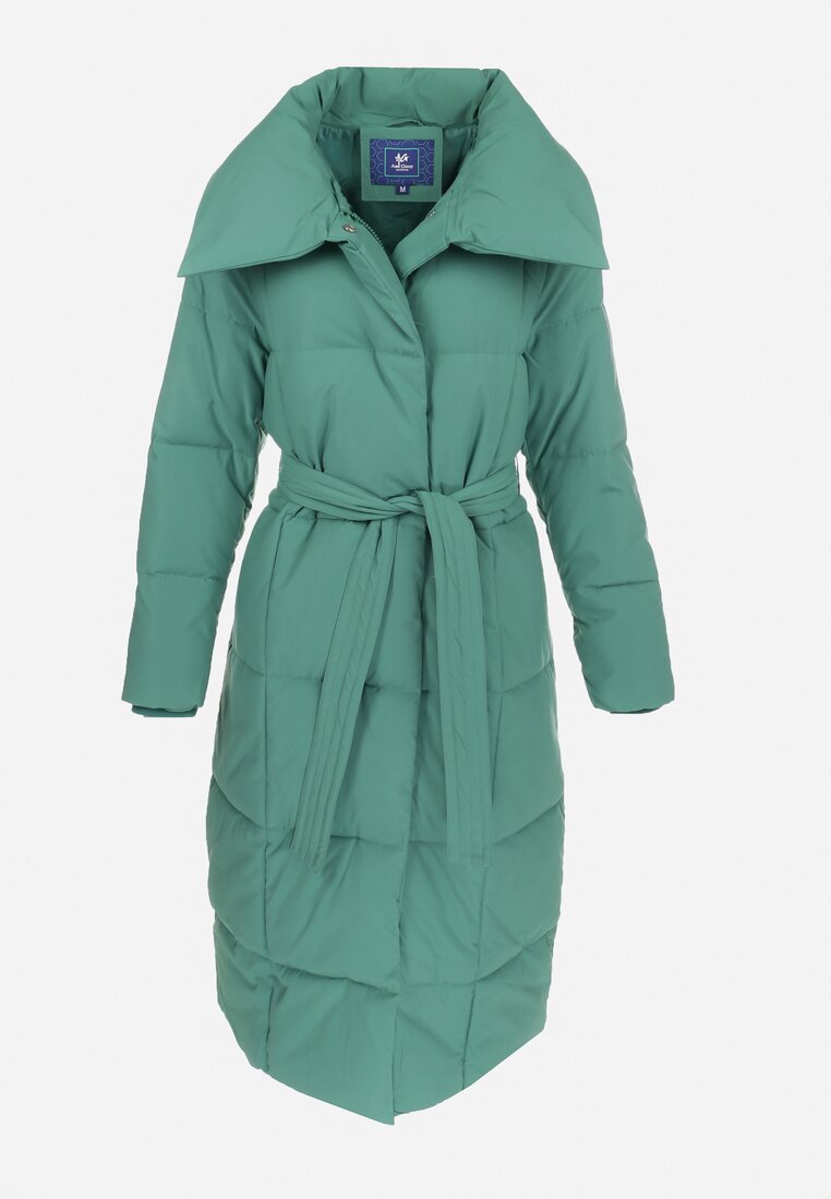 Belted Knee-length Down Jacket