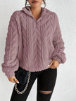Double-sided Plush Latte Art Casual Zipper Pullover Top