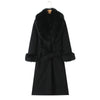 Big Fur Collar Belt Wool Coat Long Jacket