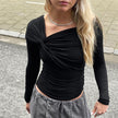 Spicy Irregular Knot Long Sleeve Top