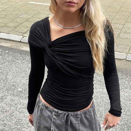 Spicy Irregular Knot Long Sleeve Top