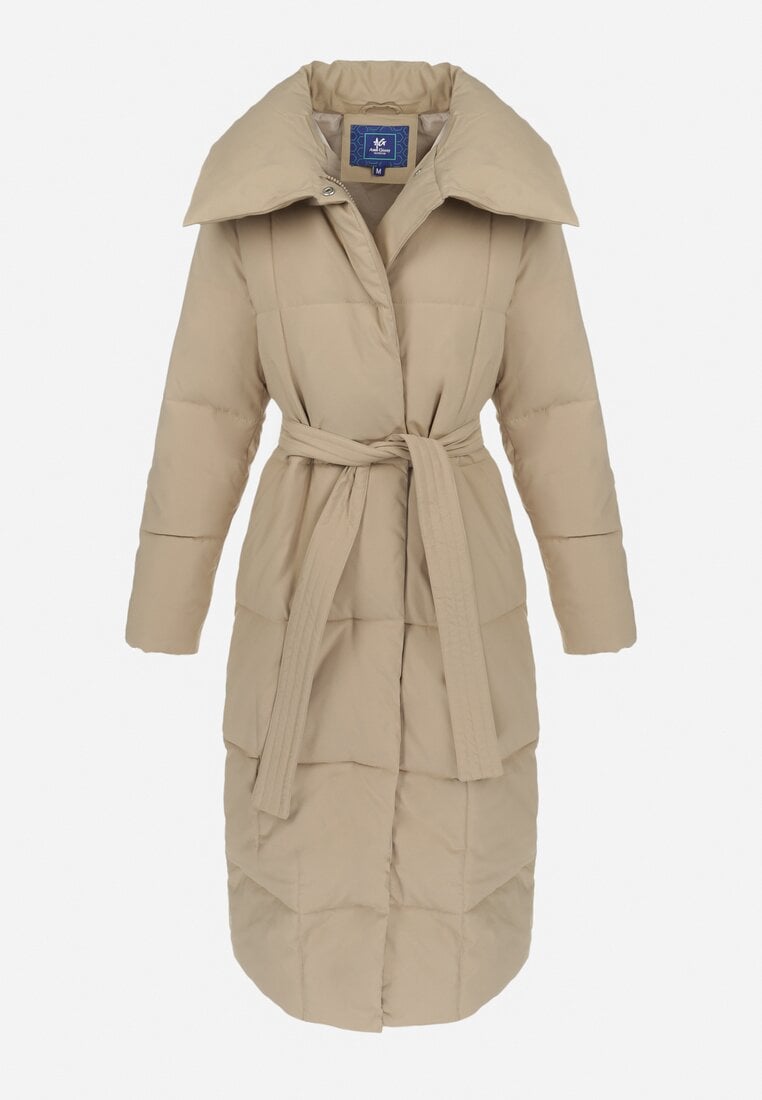 Belted Knee-length Down Jacket