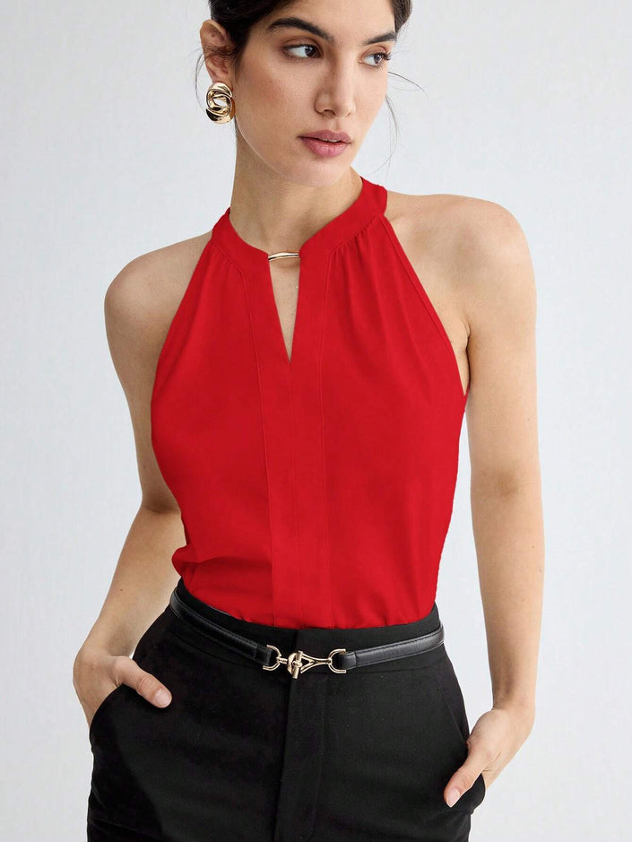 Sleeveless Halter Neck Top