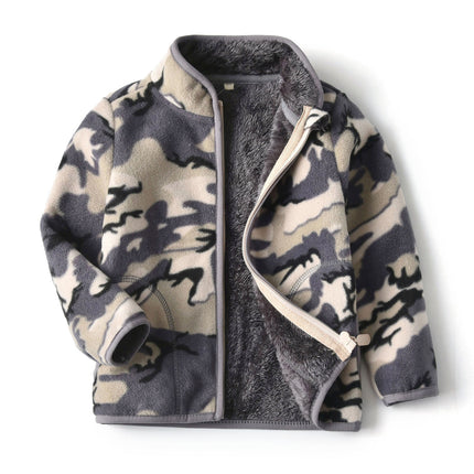 Thick Fur Printed Kids Zipper Jacket
