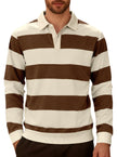 Men's stripped Contrasting Color Button Long Sleeve