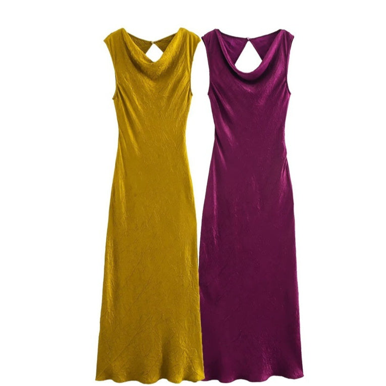 Sleeveless V-neck Slim Long Dress For Women