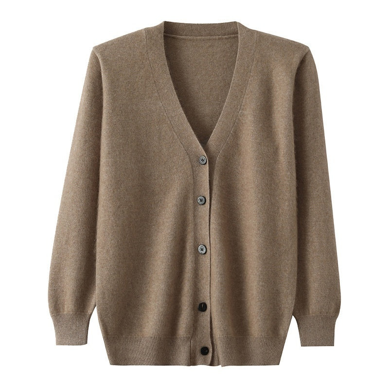 Wool V-neck Thickened Loose Knitwear