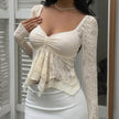 Sexy Backless Long Sleeve Lace Top