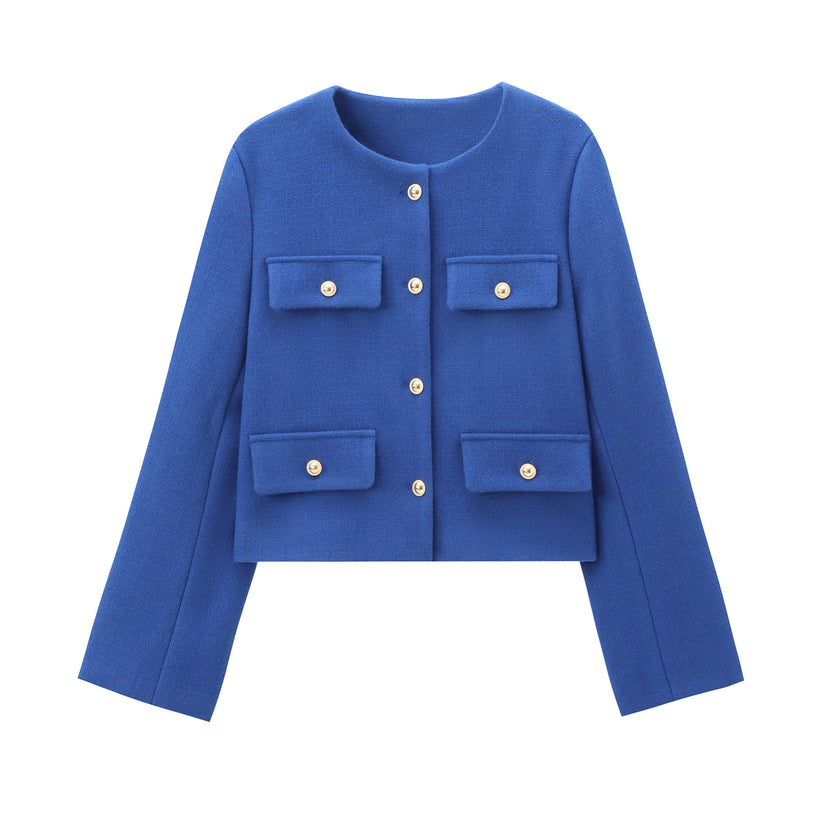 Round Neck Button Down Blazer