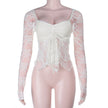 Sexy Backless Long Sleeve Lace Top