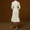 Women's Solid Color Notch Lapel Mermaid Dress Bodycon Office Dress With Asymmetrical Hem For Formal Events