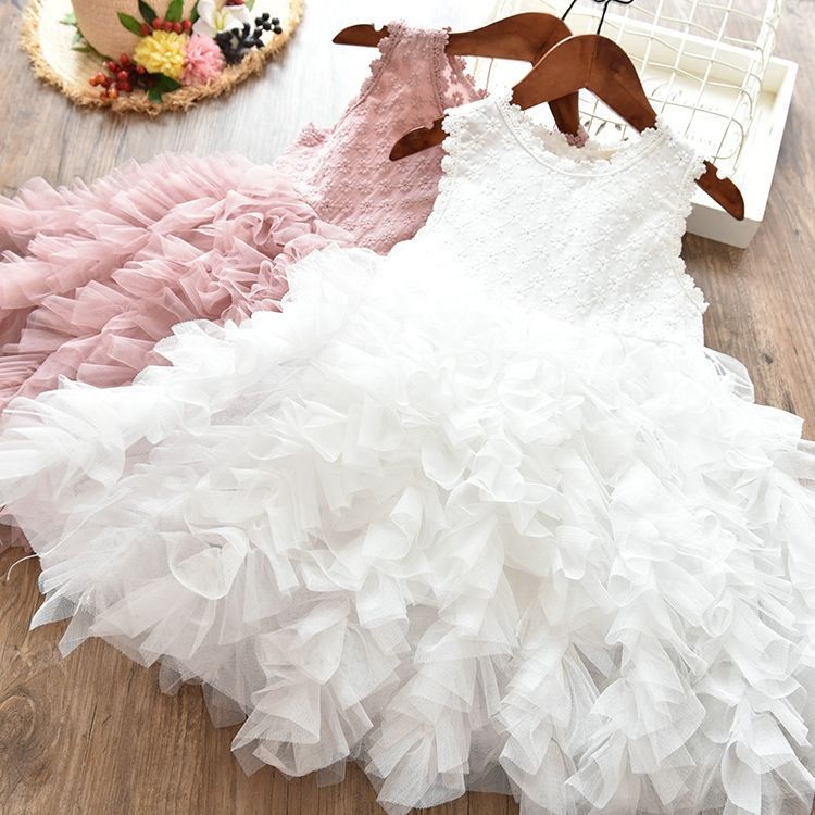 Children's Lace Long-sleeved White Lace Princess Dress