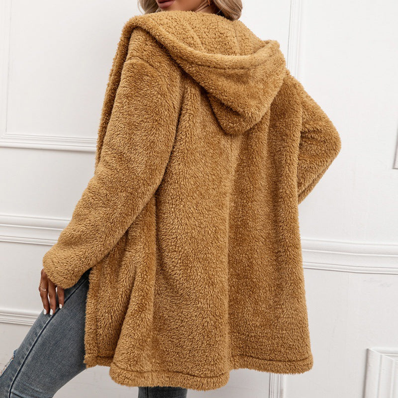 Mid-length Hooded Wool Coat