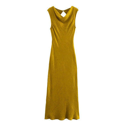 Sleeveless V-neck Slim Long Dress For Women