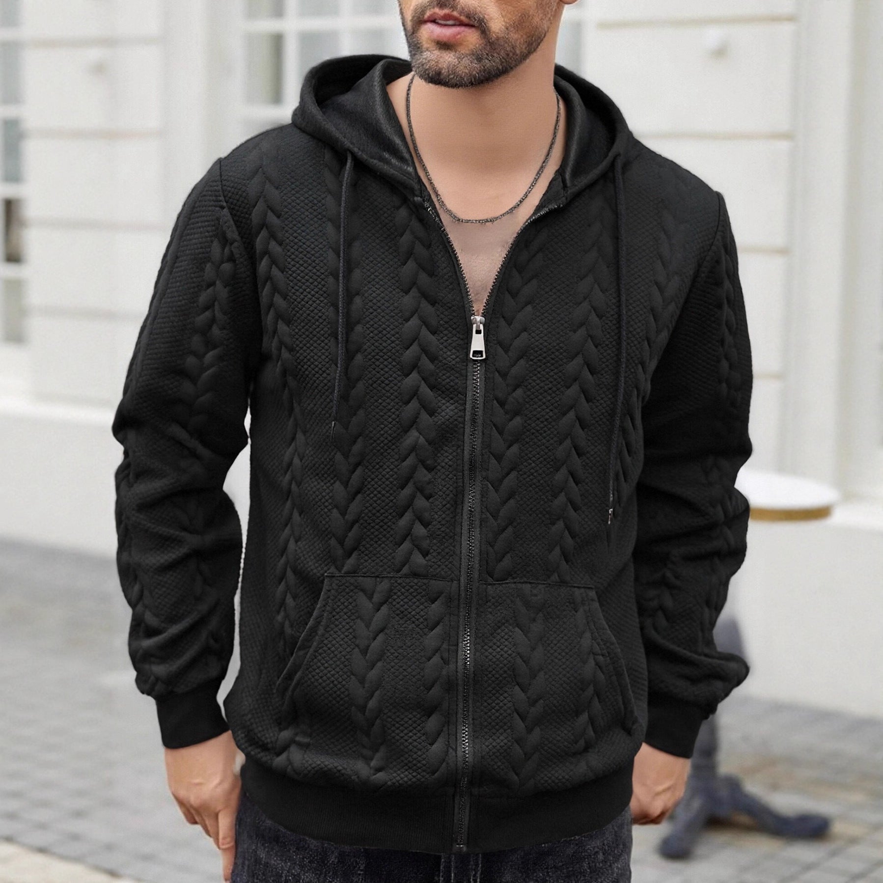 Patterned Casual Hoodie