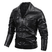 Leather Turn-Down Collar Casual Long Sleeve Jacket