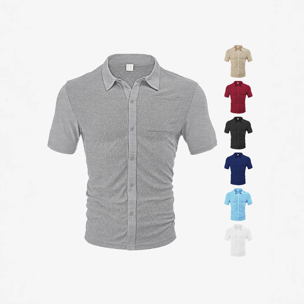 Loose Breathable Jacquard Short Sleeve Shirt