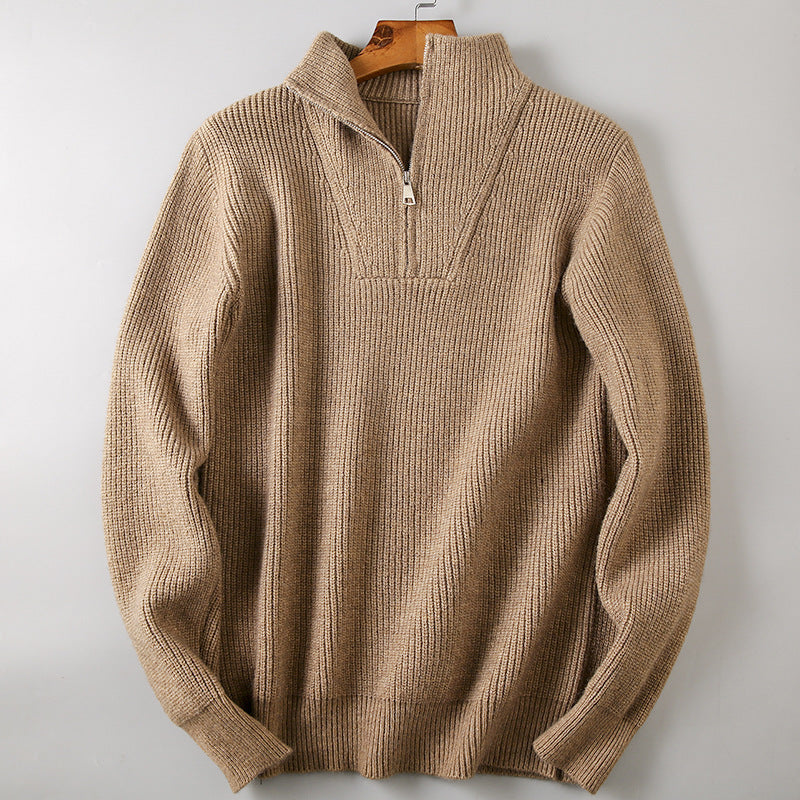 Soft Fabric Half-zip Solid Knitwear